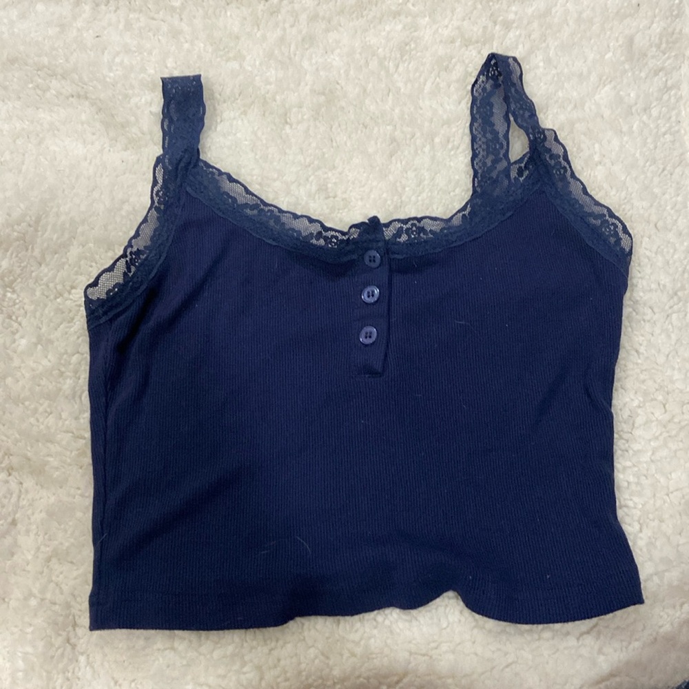 Very soft, dark blue crop/ tank top